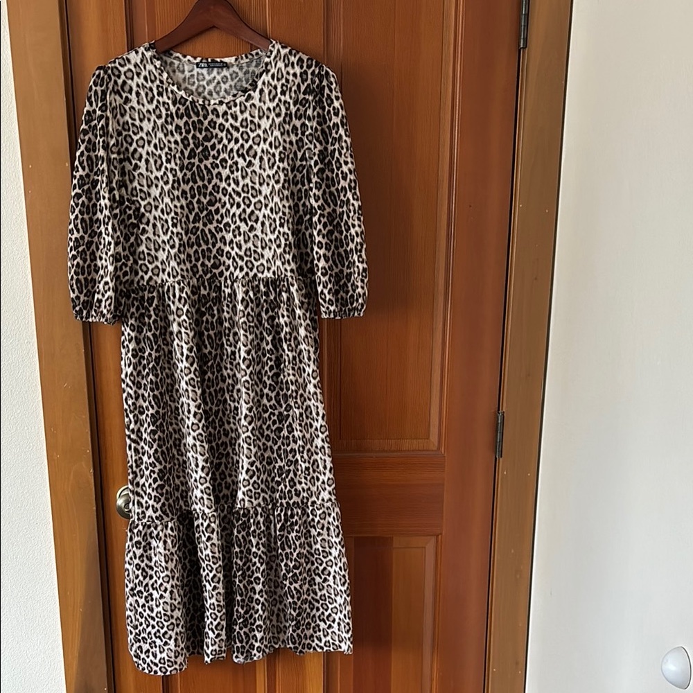Zara Leopard Print Midi Dress